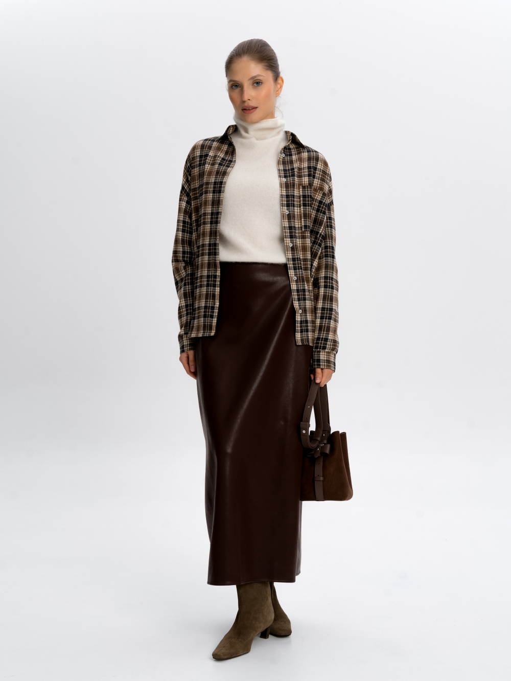 Юбка-миди из экокожи