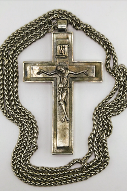 Крест иерейский “Павловский” с распятием XIII век (серебрение)