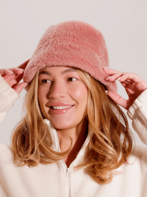 Панама на зиму из шерсти, розовая, SilverFox