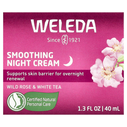 Weleda, разглаживающий ночной крем, шиповник и белый чай, 40 мл (1,3 жидк. унции)