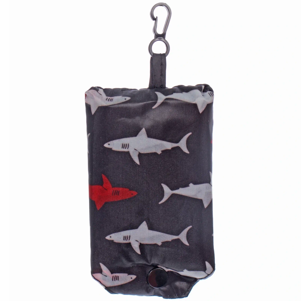 Сумка - шоппер с карабином «ИДЕЯДОМА», принт акулы, 60*38см/нагрузка до 10кг (инд. пакет истикер)