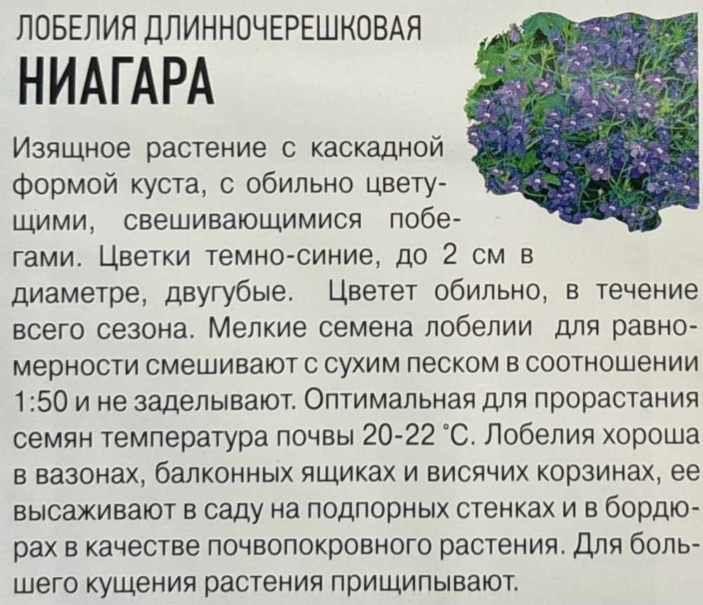 Лобелия Ниагара ампельная 0,01 г Уд. с. СМЦ-33