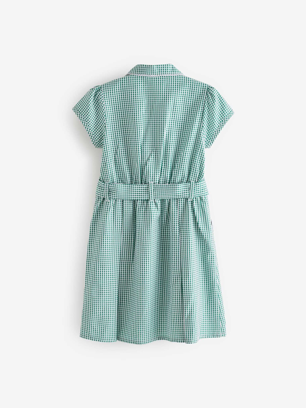 Платье школьное с поясом и резинка для волос в комплекте для девочки Next T40-875, Зеленый, Белый