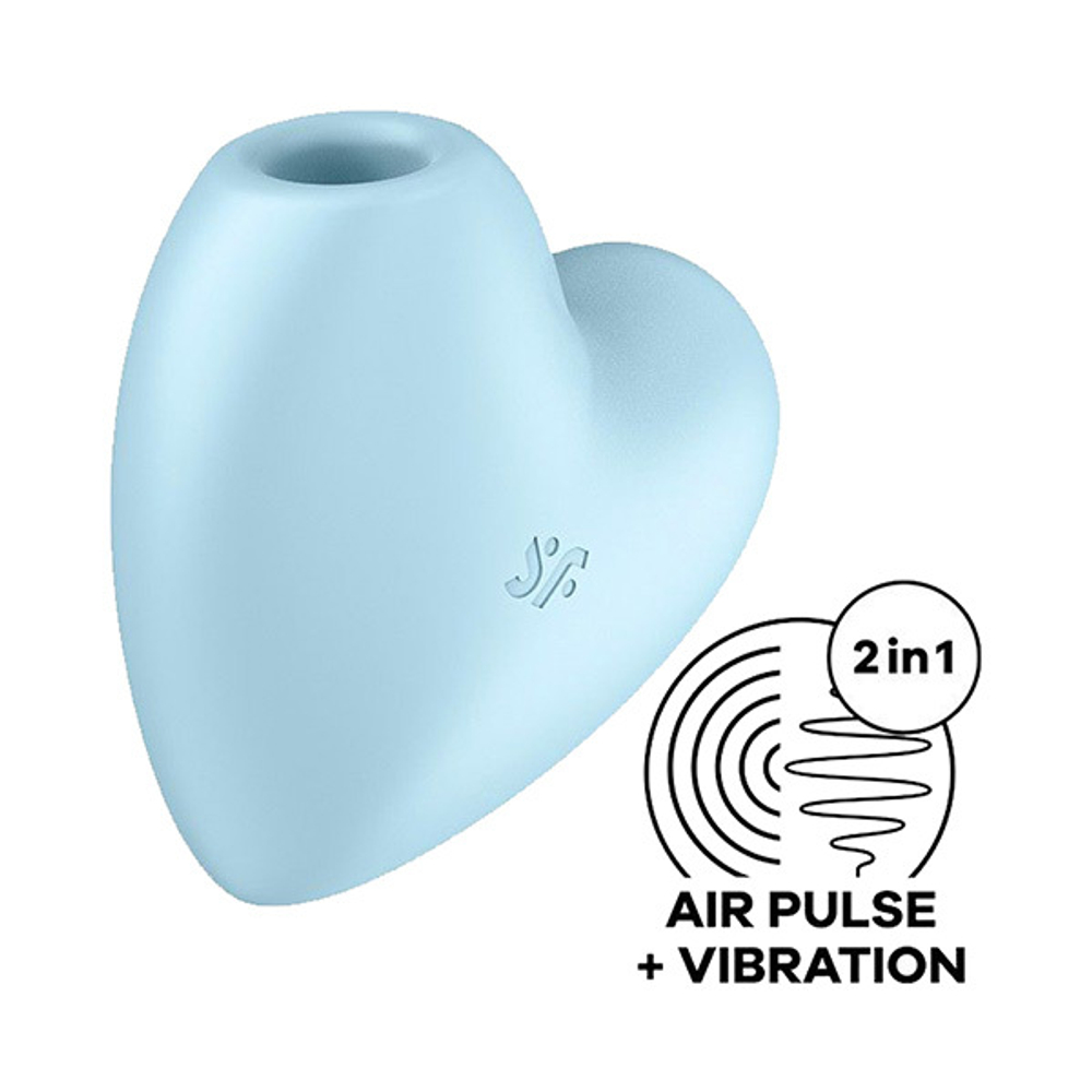 Голубой вибромассажер 7,5см с вакуум-волновой стимуляцией Satisfyer Cutie Heart
