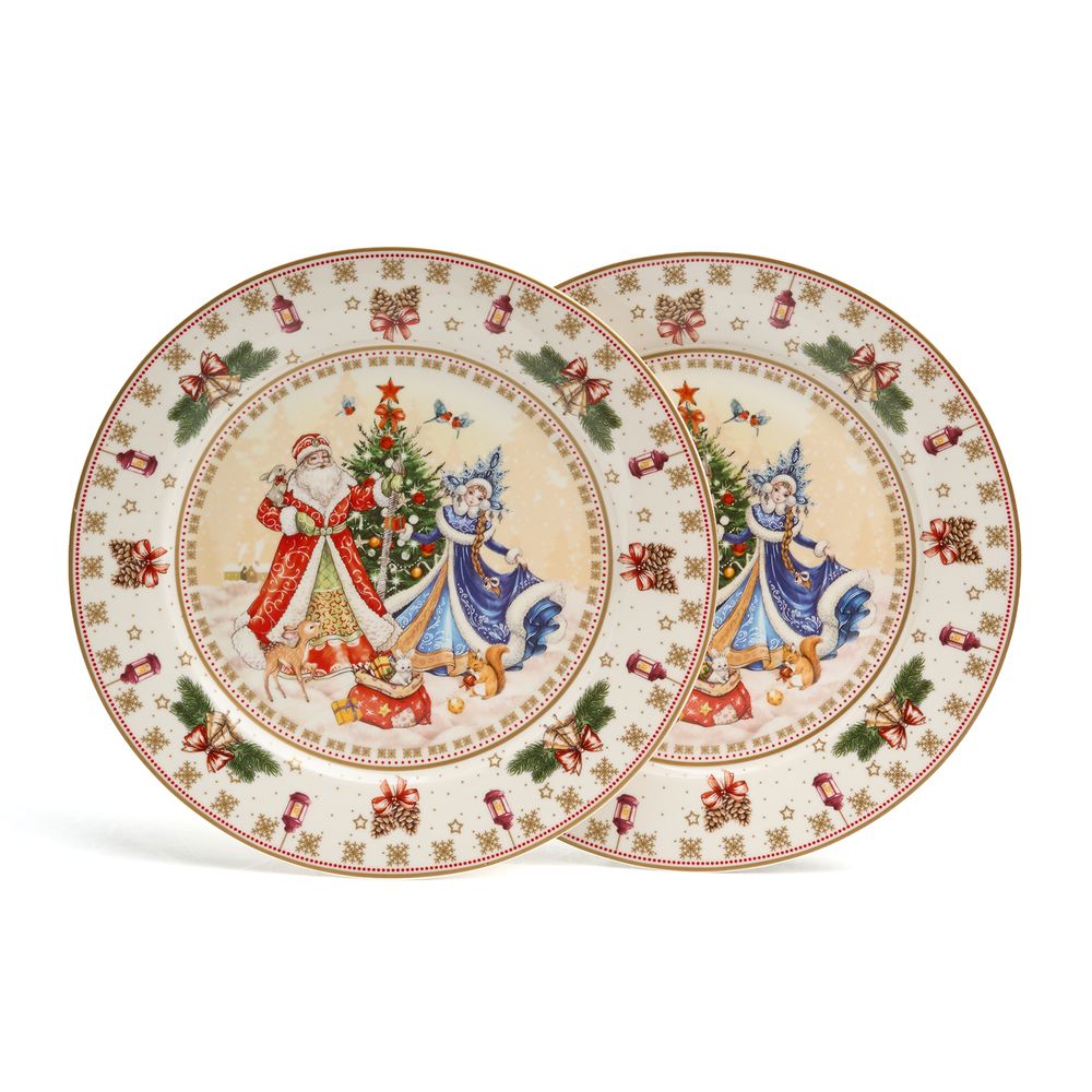 НАБОР ТАРЕЛОК ОБЕДЕННЫХ LEFARD "ДЕД МОРОЗ И СНЕГУРОЧКА" 2 ШТ. 27 СМ (КОР=9НАБ.)