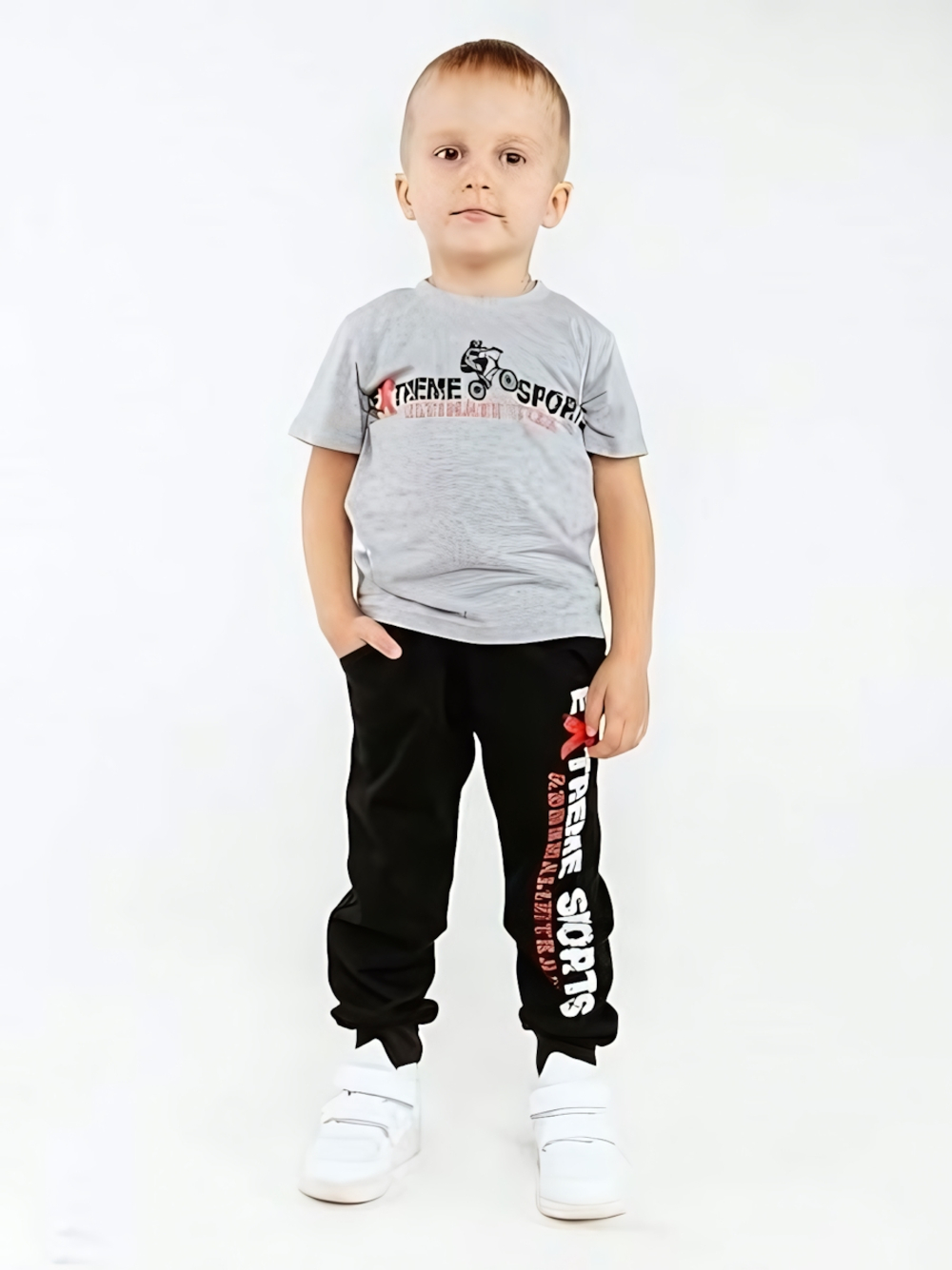 Штаны для мальчиков "Экстрим", футер. Р. 98. 21018