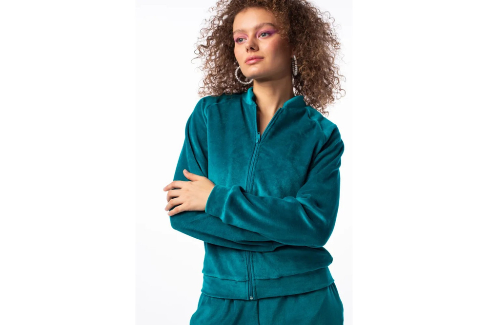 Велюровый бомбер Home One Velour, голубой, размер M