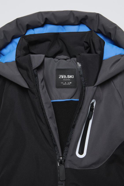 ZARA НЕПРОМОКАЕМАЯ ВЕТРОЗАЩИТНАЯ КУРТКА С КАПЮШОНОМ, ЧЕРНЫЙ