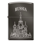 Зажигалка черная Zippo Собор Василия Блаженного с покрытием Black Ice