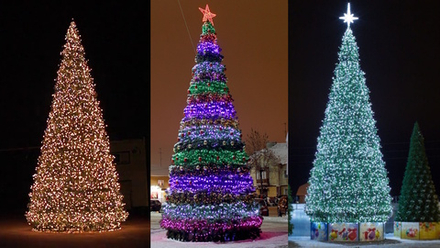 Гирлянда одноцветная "Северное Сияние" (с режимами/Теплый свет/24В) на уличную елку высотой от 4м до 30м