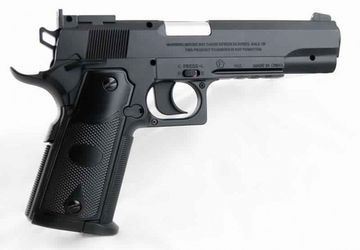 Пистолет пневматический Stalker S1911T (аналог "Colt 1911") к.4,5мм, пластик, 120 м/с, черный, +250шар., картон.коробка