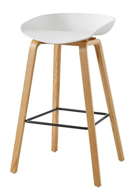 Стул барный BY003 белый бук/матовый черный металл