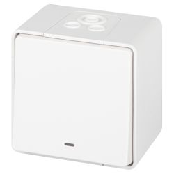 Выключатель ЭРА Эксперт 11-1502-01 с подсветкой IP55 10АХ-250В ОУ белый | Эра Эксперт