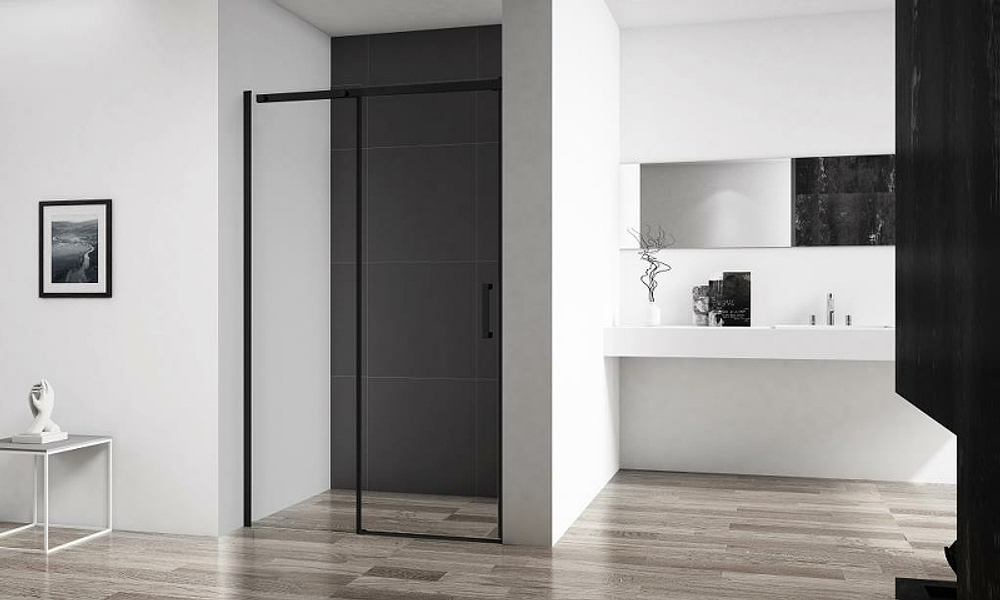 Душевая дверь BelBagno Acqua 150 ACQUA-BF-1-150-C-NERO профиль Черный стекло прозрачное