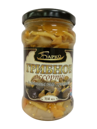 ассорти грибное БАРКО маринованное 314мл ст/б (1х12)