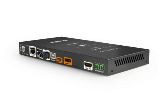 Wyrestorm NHD-510-TX - передатчик in: USB-C(60W)/HDMI, HDMI Loop, 4K60 UHD (60 Гц 4:4:4), AVoIP (1 Гбит/с), поддержка SFP, ARC, USB 2.0, Dante, Audio De-embed. Управление: IR и RS232. PoE.