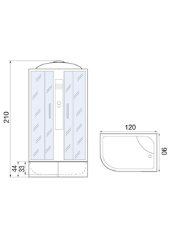Душевая кабина RIVER DESNA  120/90/44 МТ R 120x90x210 10000001762 Правая или левая  Ассимметрия