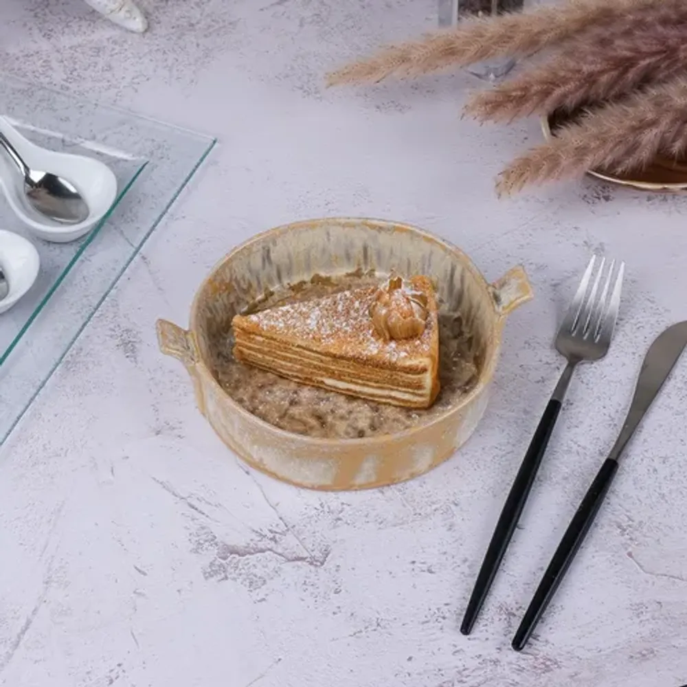 Блюдо для подачи 15,4*14,5 см h4 см 450 мл с ручками Light Brown Frutti di Mare P.L. [1]