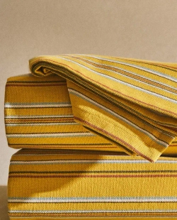ZARA HOME ХЛОПКОВАЯ СКАТЕРТЬ В ПОЛОСКУ, ЖЕЛТЫЙ