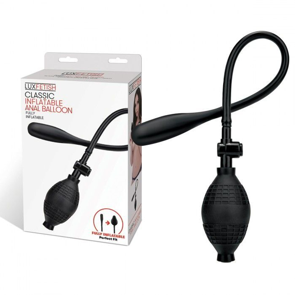 Черный надувной анальный шар с грушей-насосом (Цвет: черный)