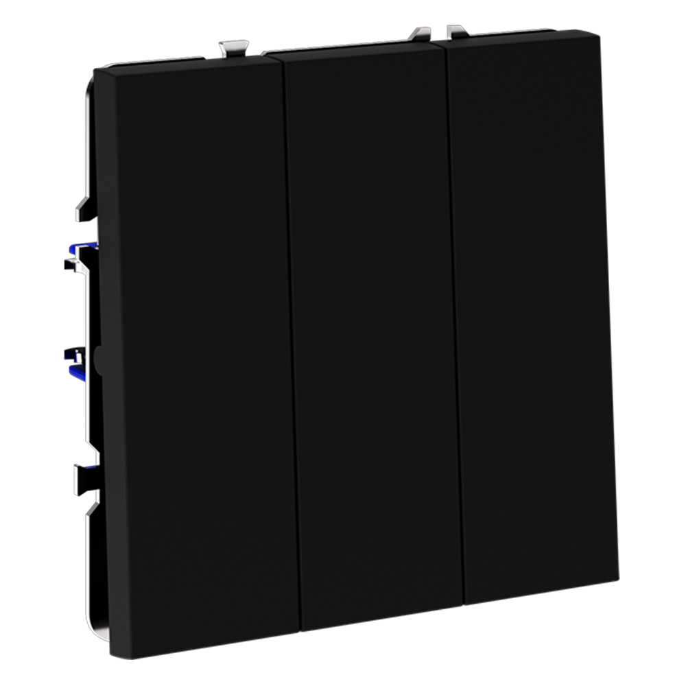 Выключатель встраиваемый VOLTUM S70 трехклавишный 10А, (черный матовый)