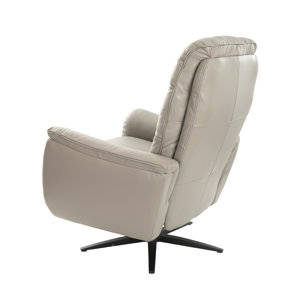 Поворотное кресло-реклайнер 5114/KM-A6010-M565 серое кожаное