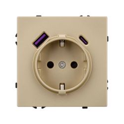 Механизм розетки с USB зарядкой SCT-NOBE-MUAC-SFPL-GD (230V, 16A) (Arlight, Золотой песок) 054286