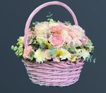 Букет Корзинка розовая с пиновидными Розами