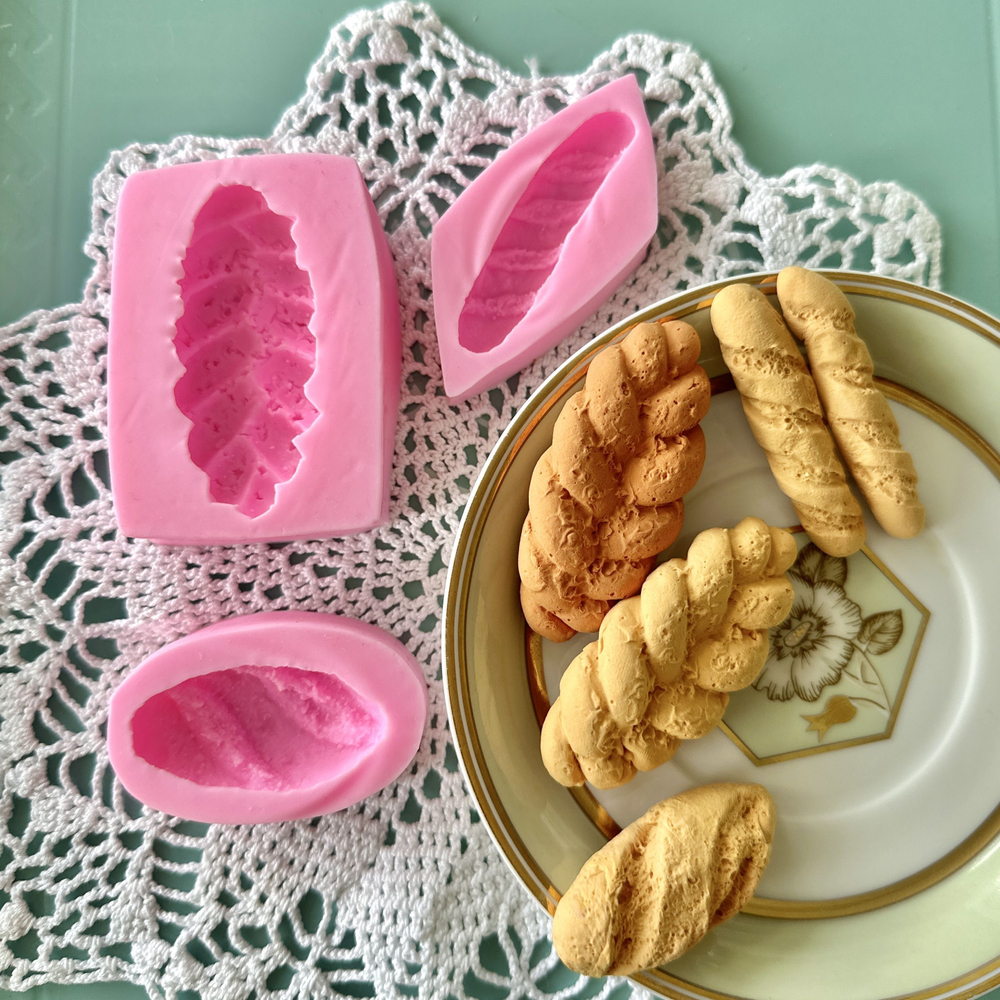 Молды силиконовые для творчества "Набор: Батон, Багет, Хала" / Форма для отливок из мыла, воска, гипса, эпоксидной смолы