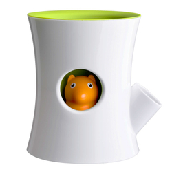 Горшок самополивающийся Log&Squirrel белый-зеленый Qualy