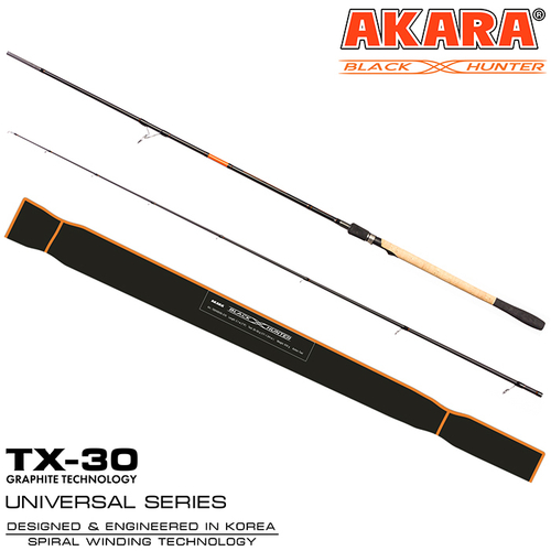 Спиннинг штекерный угольный 2 колена Akara Black Hunter (28-80) XH902 2,7 м