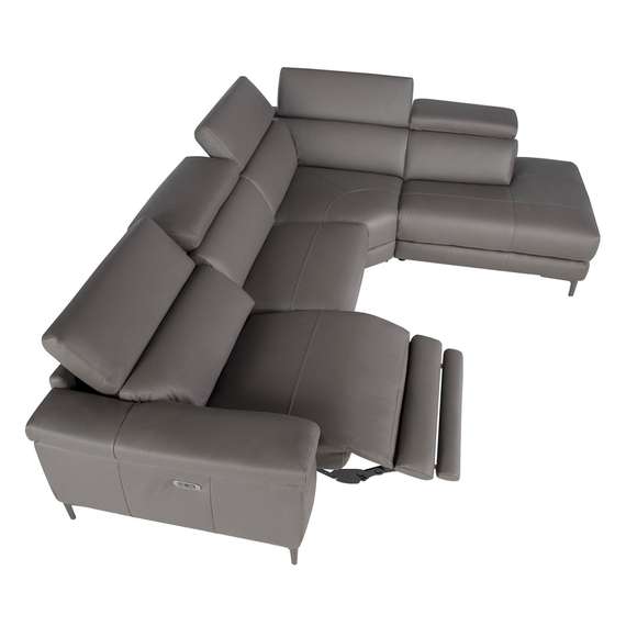 Угловой диван с реклайнером Angel Cerda 5320-R, серая кожа