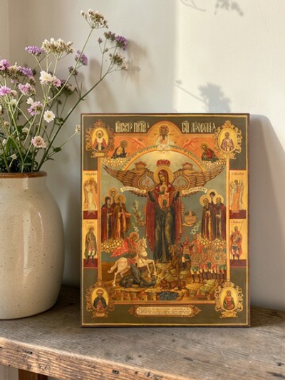 Азовская икона Божией Матери деревянная на левкасе