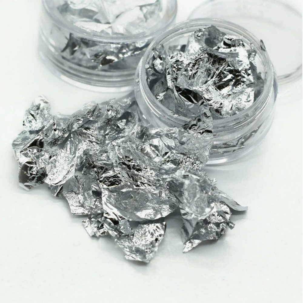 Пищевое серебро (хлопья) 1 лист в баночке