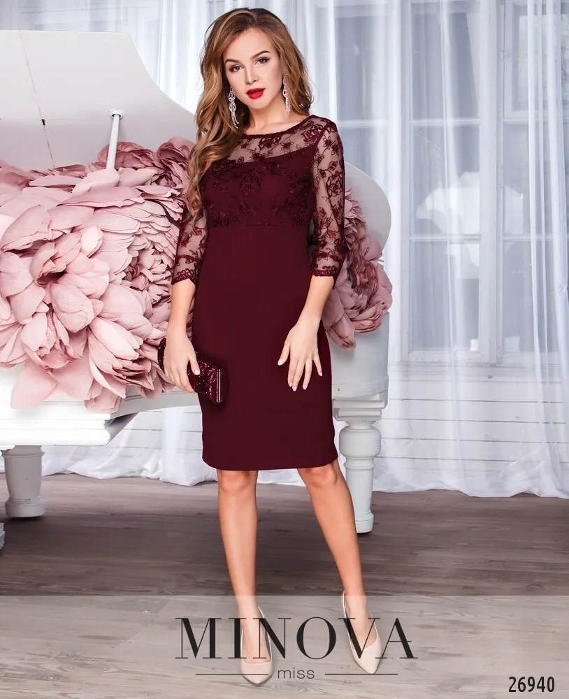 Платье 3106-1-бордо Minova