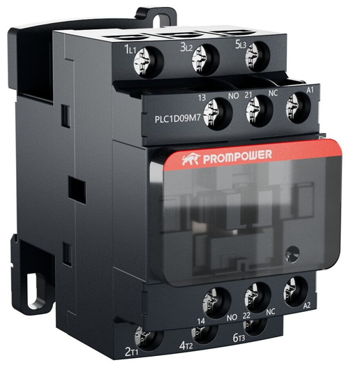 Контактор Prompower PLC1D09M7 серии Pulse, ток 9А, 3 полюса, доп контакт 1НО+1НЗ, катушка 230AC
