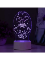 Светильник 3D ночник RISALUX «Слоненок», LED RGB, от сети, 1