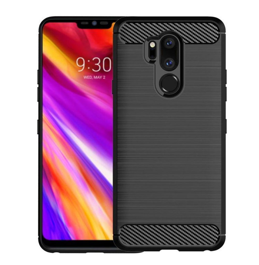 Чехол для LG G7 ThinQ (G7+ ThinQ) цвет Black (черный), серия Carbon от Caseport