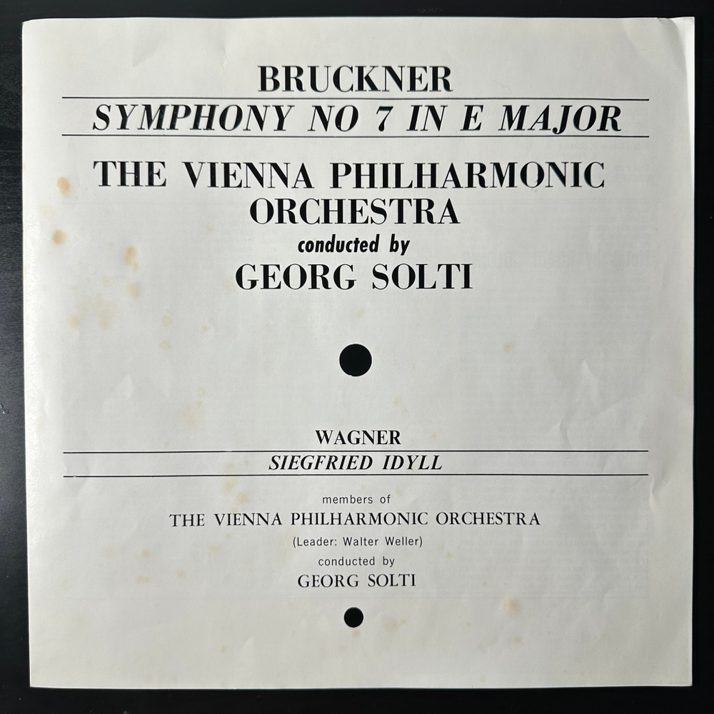 Брукнер - Симфония № 7 / Вагнер - Идиллия Зигфрида 2LP (Англия 1968г.)
