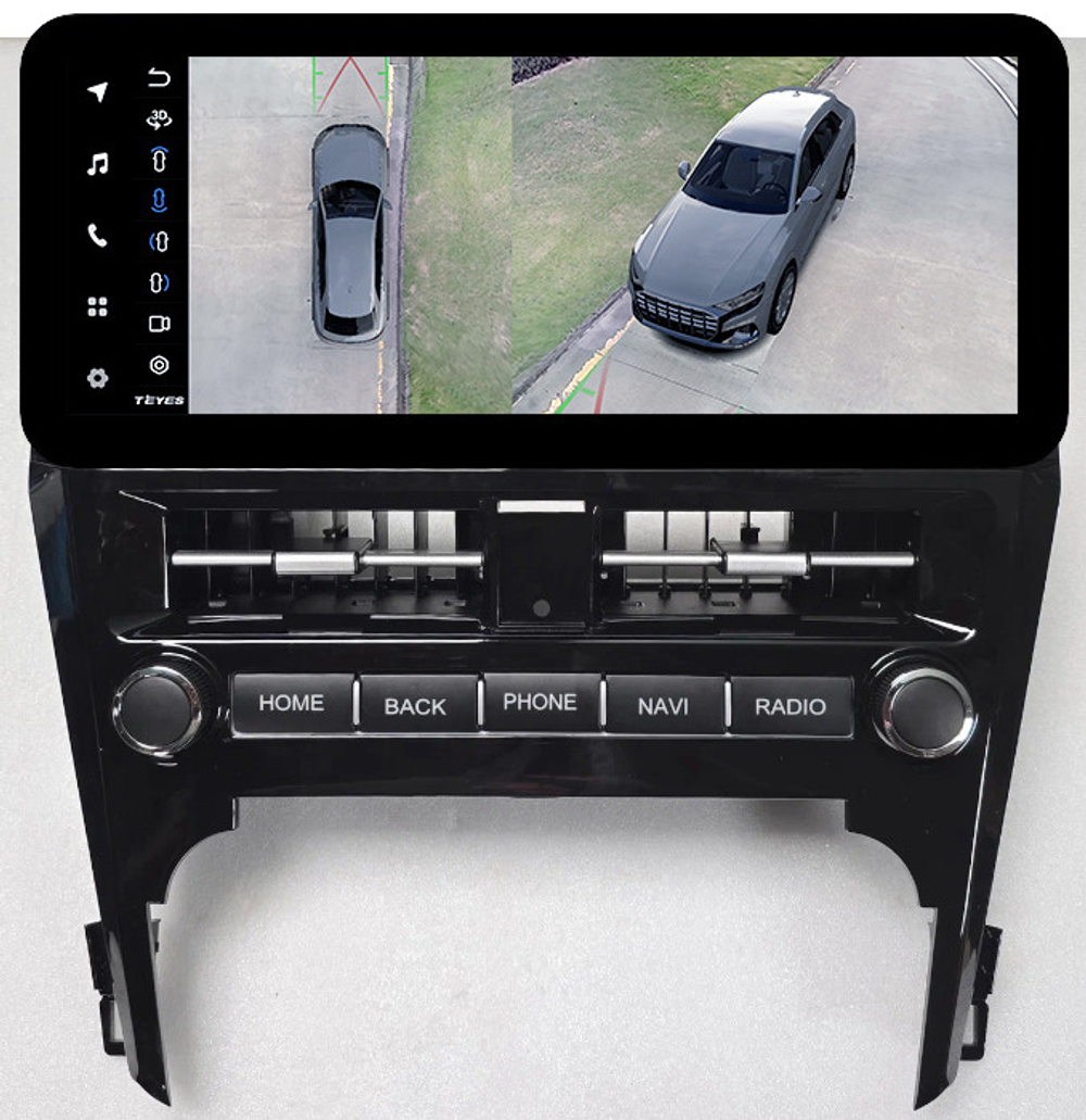Магнитола для Toyota Camry 50 2011-2014 (рамка LUX) - Teyes LUX ONE 360 монитор 12.3" 2K QLED на Android 10, 6/128Гб, CarPlay, 4G SIM-слот, 4 камеры в комплекте