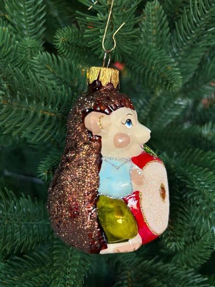 Формовая игрушка Ёжик с яблоком 10 см., стекло, Витус (А458)