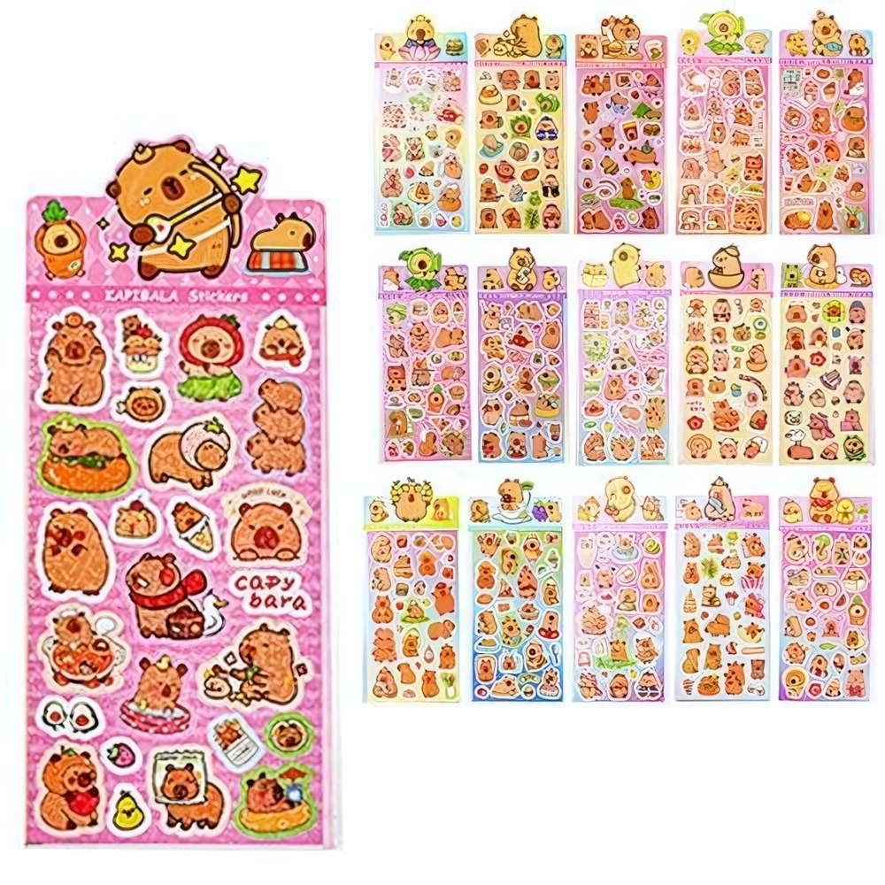 Наклейки декоративные "Капибара" 9.5*21см. 18 диз. (Mazari)