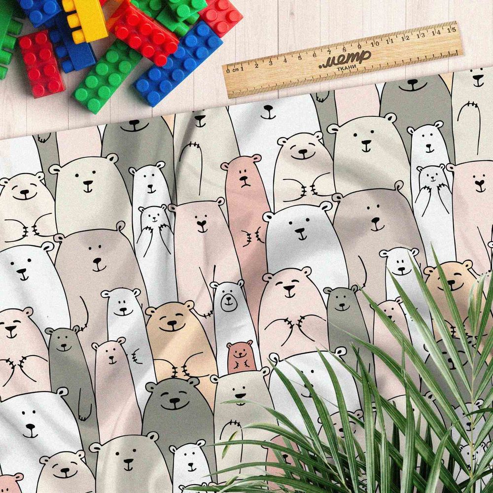 Ткань футер 2-х нитка толпа медведей