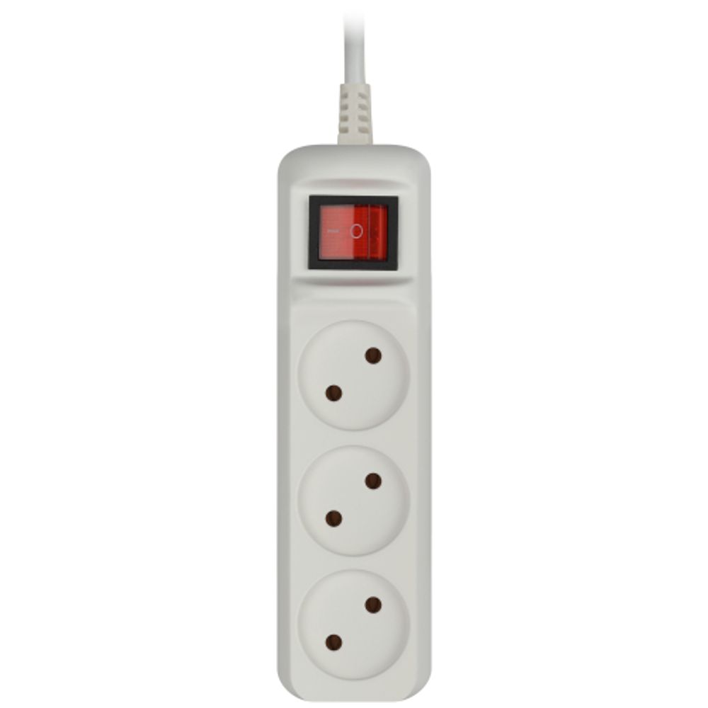 Удлинитель электрический ЭРА U-3s-1,5m-2x1 без заземления c выключателем 3 розетки 1,5м ПВС 2x1мм2 10А | Бытовые удлинители