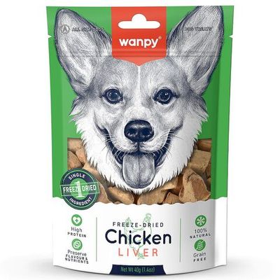 Лакомство для собак Wanpy Dog Сублимированное "Куриная печень", Упаковка 40 г