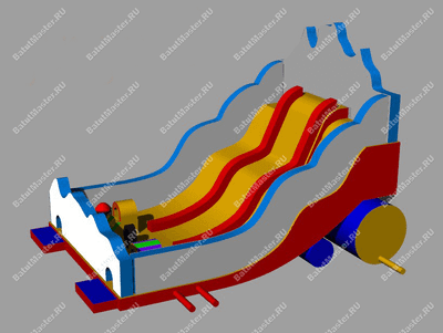 Большой надувной батут-горка "Сказочные богатыри" 13*8*10 м