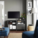 Тумба под ТВ с дверцами - IKEA BESTÅ/BESTA/БЕСТО ИКЕА, 42х74х120 см, темно-серый