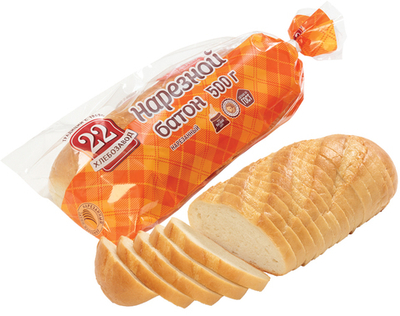 Батон Нарезной нарезанный в упаковке, 22 Хлебозавод, 0,5