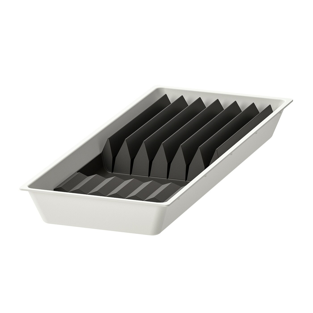 IKEA UPPDATERA  (ИКЕА УППДАТЕРА)  -  Поднос для ножей со вставкой, белый/антрацит, 20x50 см