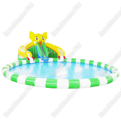 Надувной наземный аквапарк «Морской слон» 19*14*5 м, размер бассейна 14*14*0.8 м
